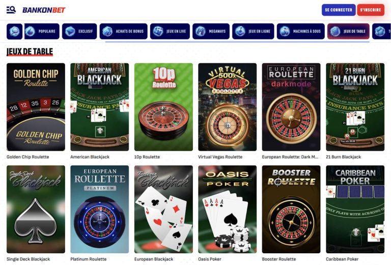 Bankonbet Casino jeux table