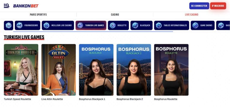 Bankonbet Casino Turkish jeux live